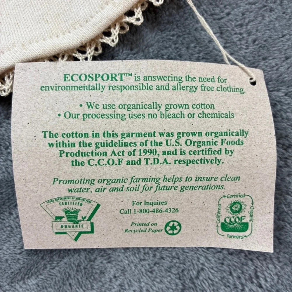 New EcoSport Organic Cotton Baby Receiving Blanket Cream Crochet Lace Trim